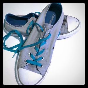 silver and blue converse! used 3-4x, not dirty!